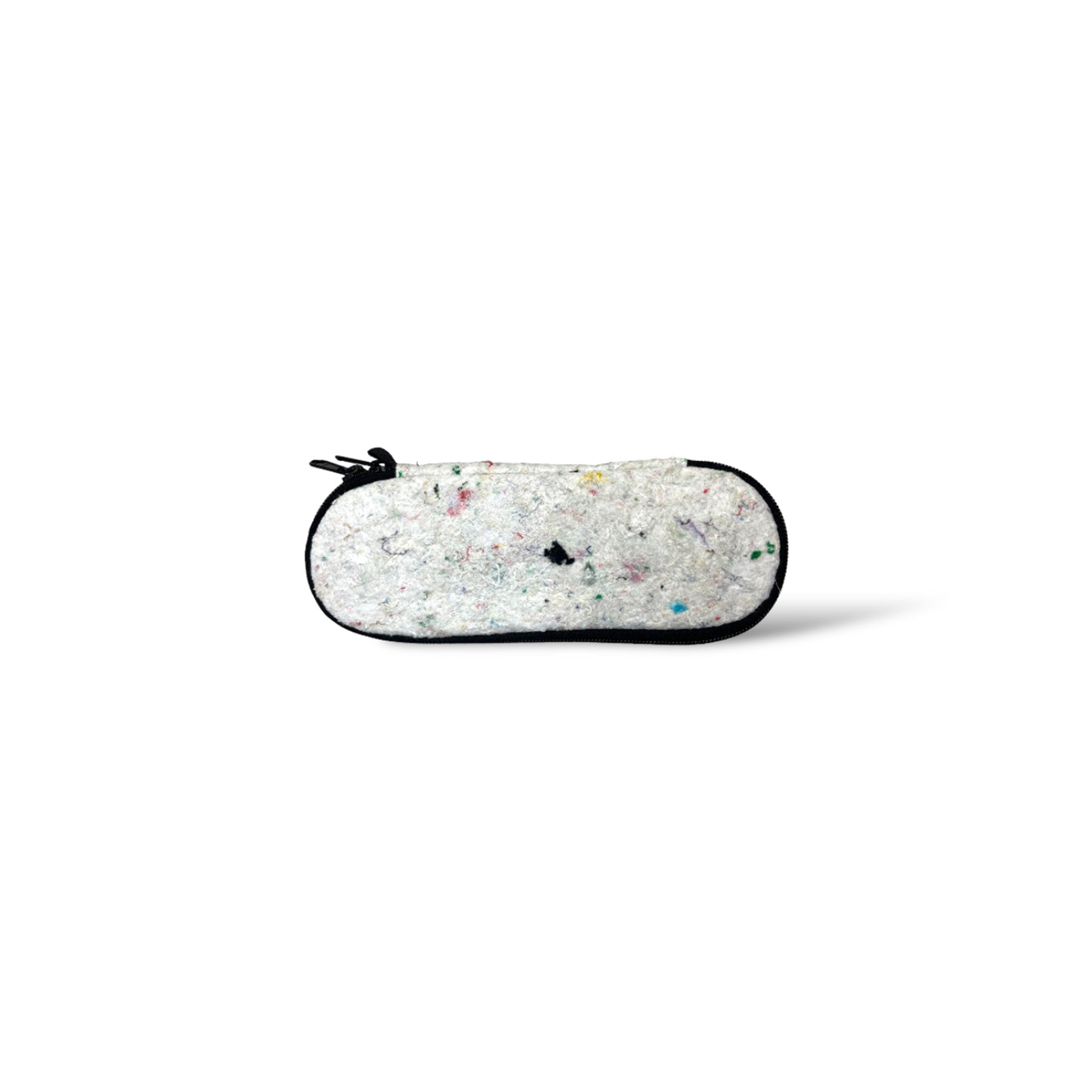 The Good Zippered Case in White Felt and Rescued Black Seat Belts (for cutlery and stationery)