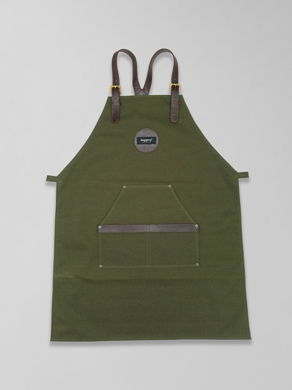 Eco Warrior Apron in Rescued Ex-Army Olive Green Canvas & Salvaged Nubuck