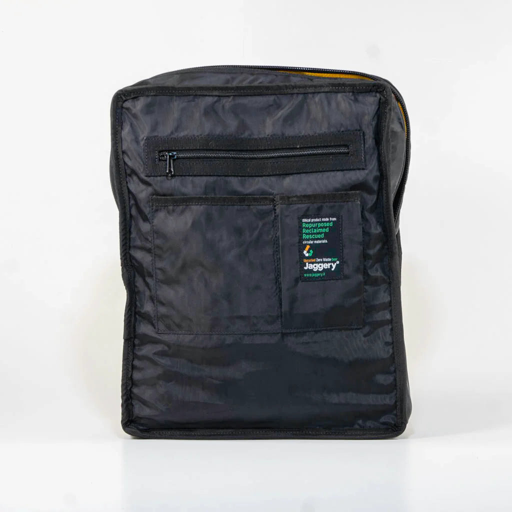 Pixel Backpack 15" in Rescued Black & White Car Seat Belts