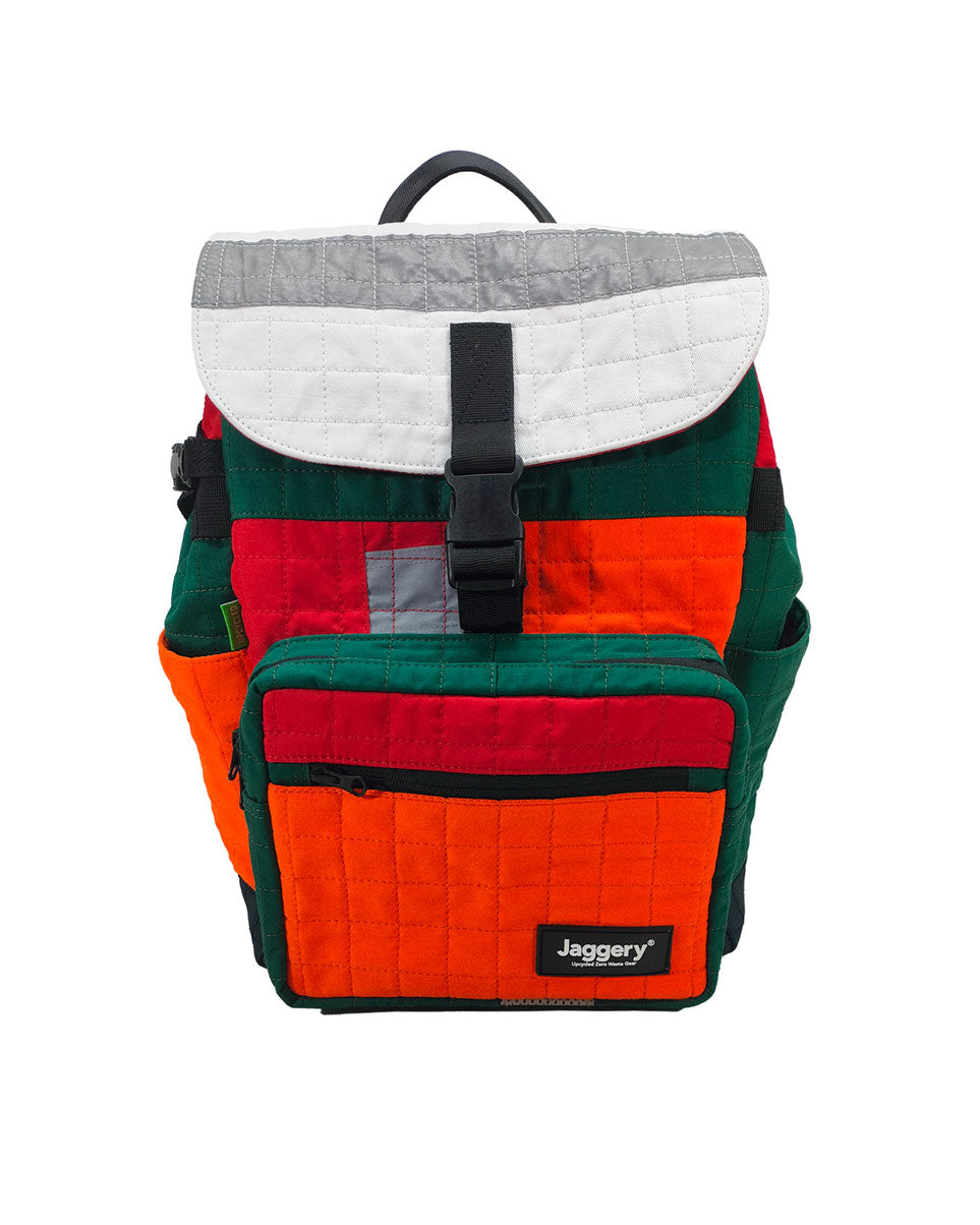 Signal One Backpack in Asymmetrical Patchwork Quilt (Ex-Hi-Vis Safety Jackets)