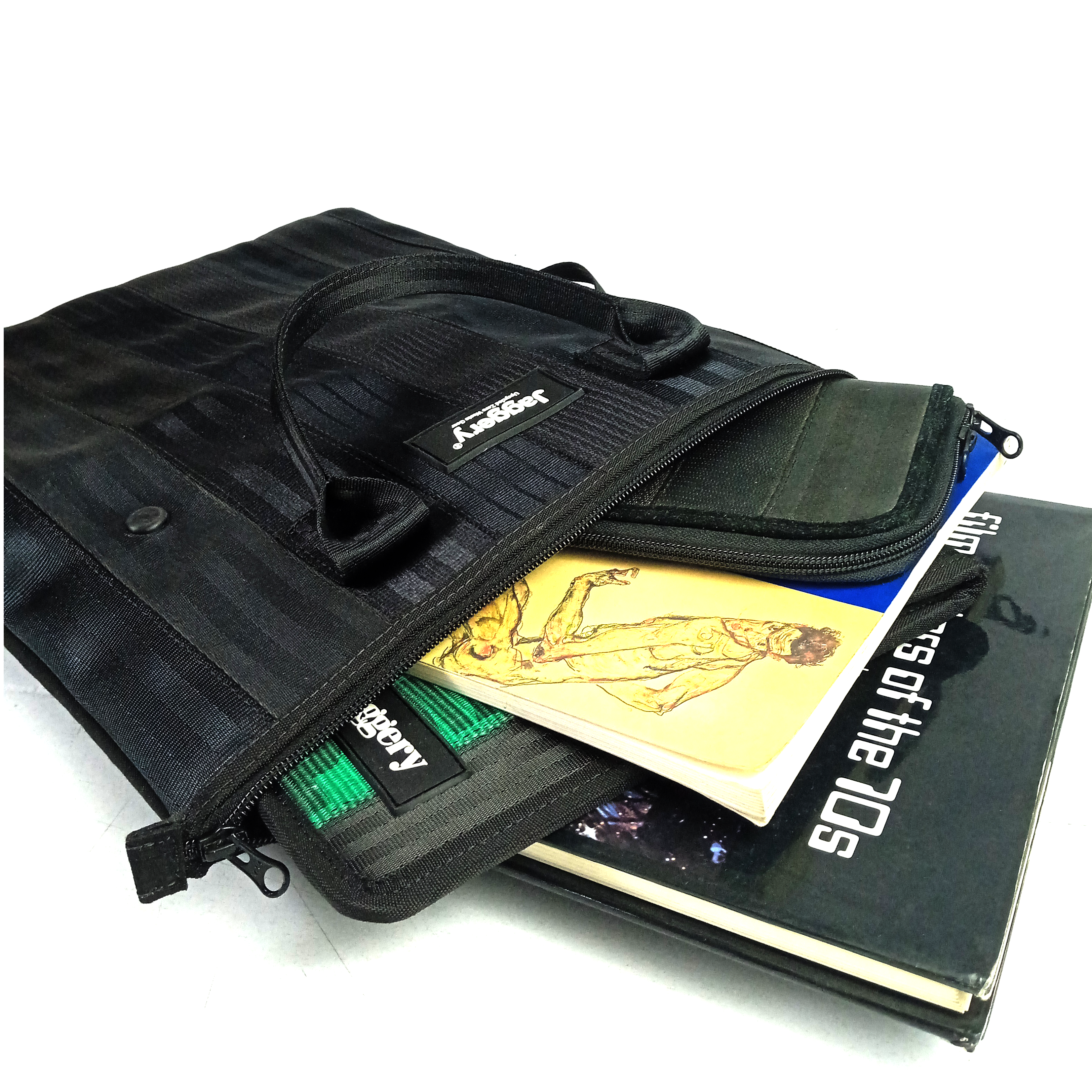 Noir Event Backpack in Rescued Car Seat Belts