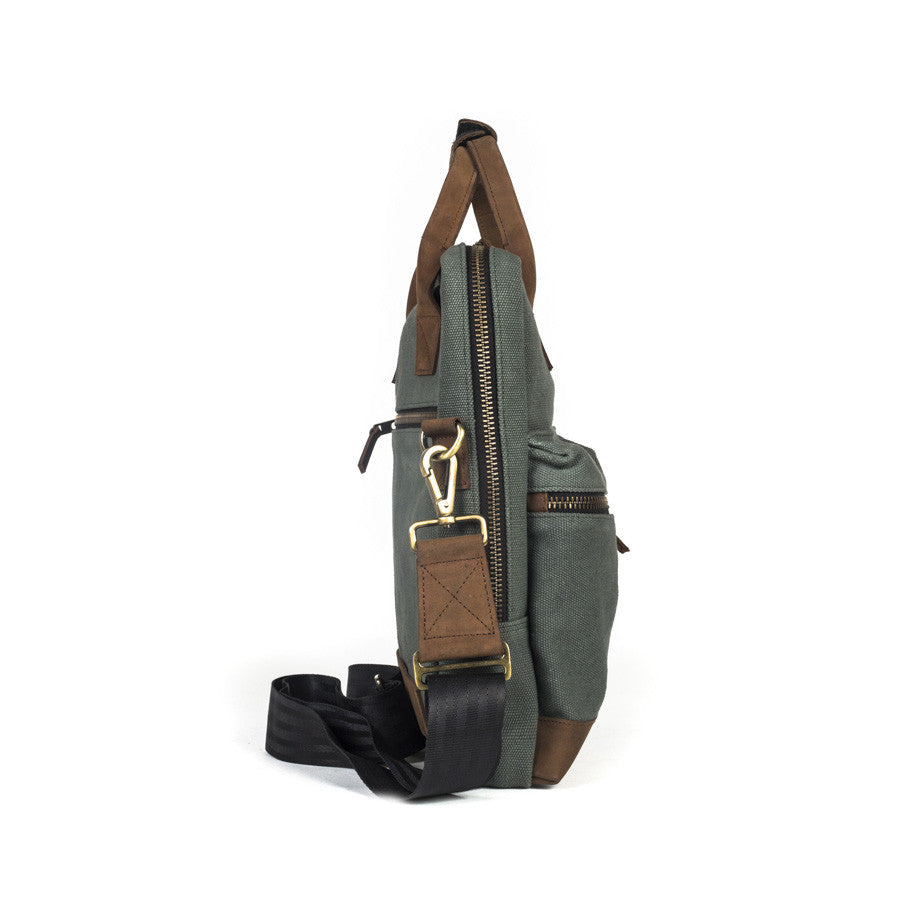 Outback and Beyond Pilot's Everyday Bag in Olive Green & Nubuck [13" Laptop Bag]