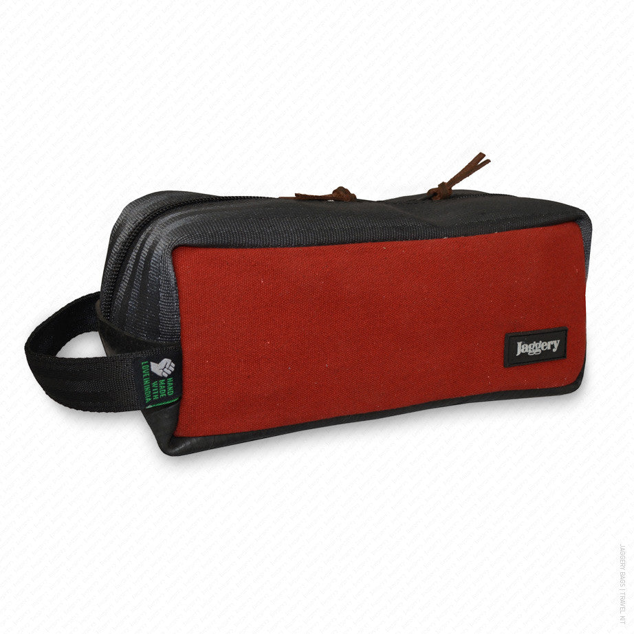 Travel Kit in Red Canvas & Seat Belt