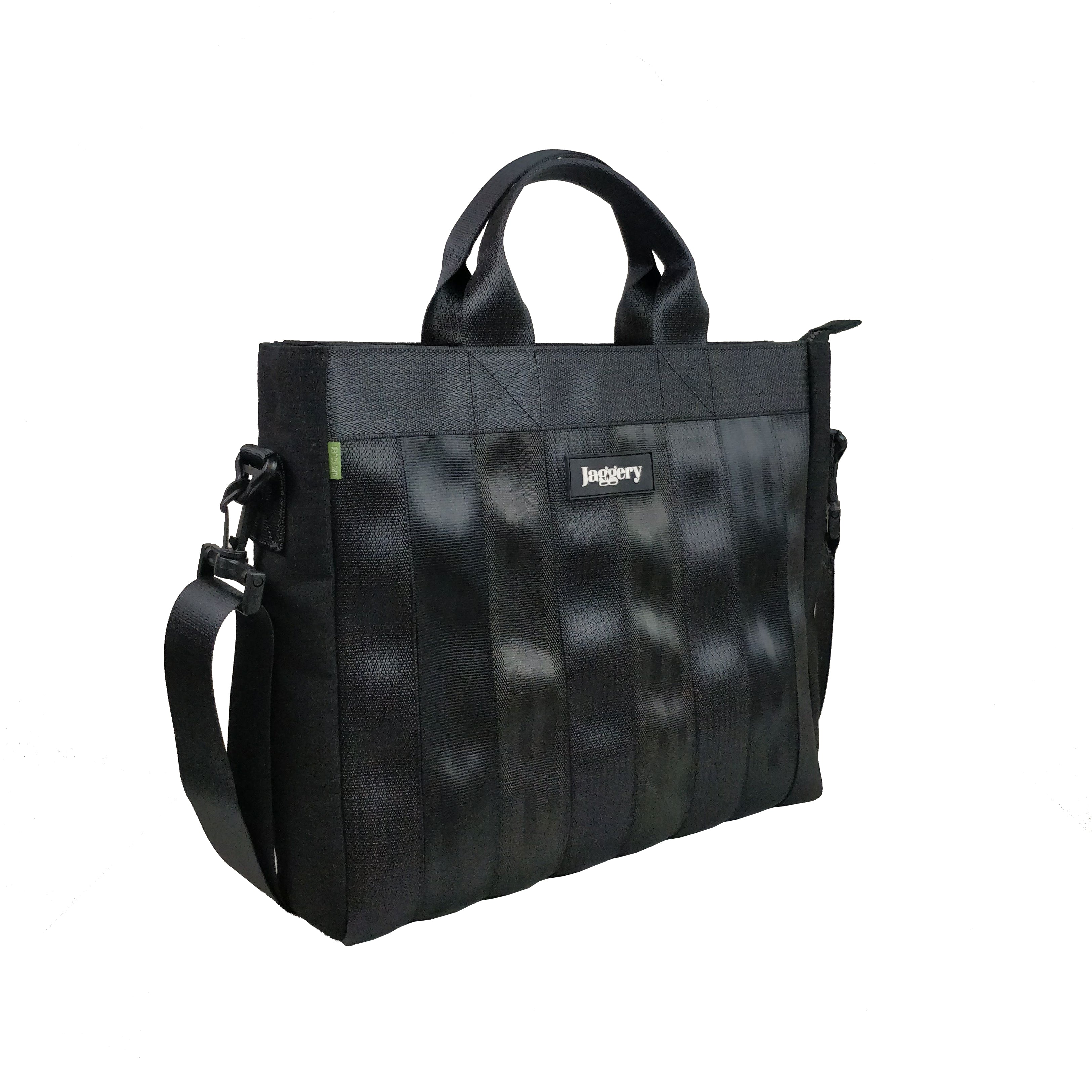 Noir Black Beauty Laptop Bag in Rescued Car Seat Belt