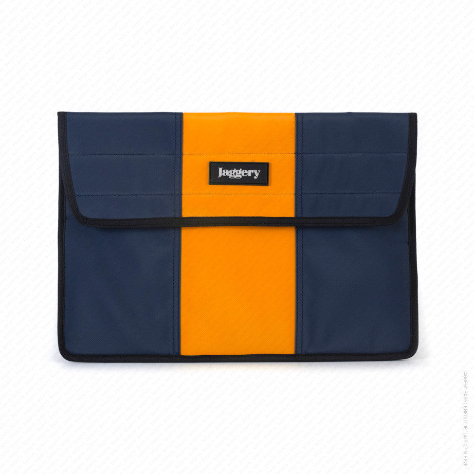 Enfold 15" Laptop Sleeve in Dark Blue and Orange