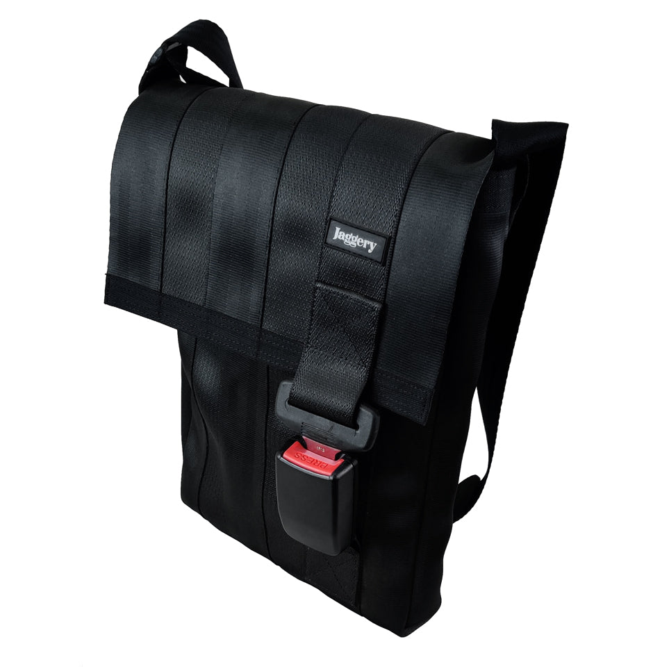 Noir Freelancer's Satchel Bag in Rescued Car Seat Belts [11" cafe bag]