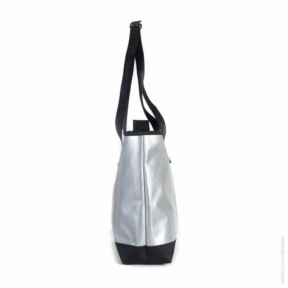 Festival Tote Bag in Silver & Grey [long handle]