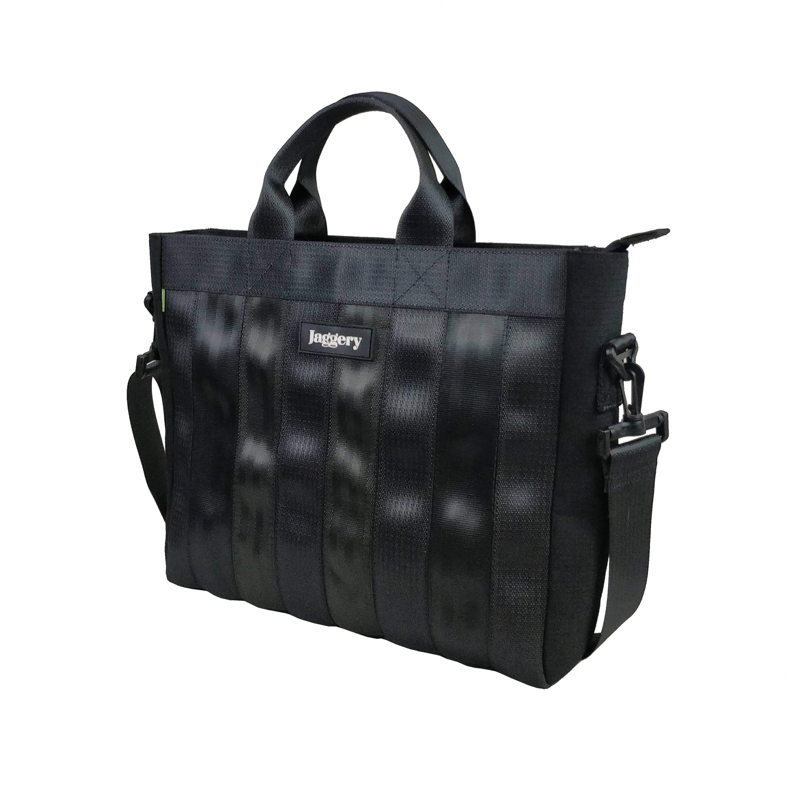 Noir Black Beauty Laptop Bag in Rescued Car Seat Belt