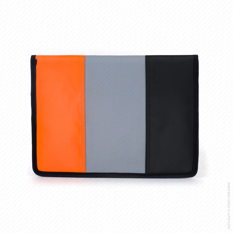 Enfold 13" Laptop Sleeve in Black, Grey and Orange