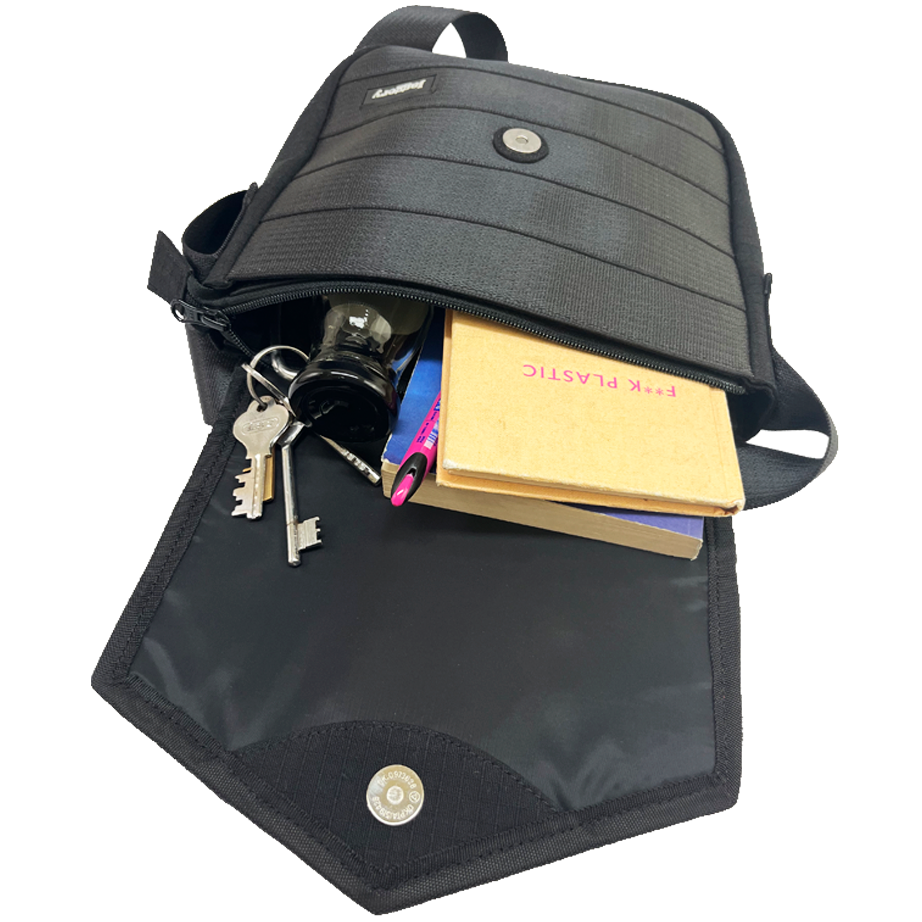Friendly Soul Sling Bag in Black Decommisioned Cargo Belts