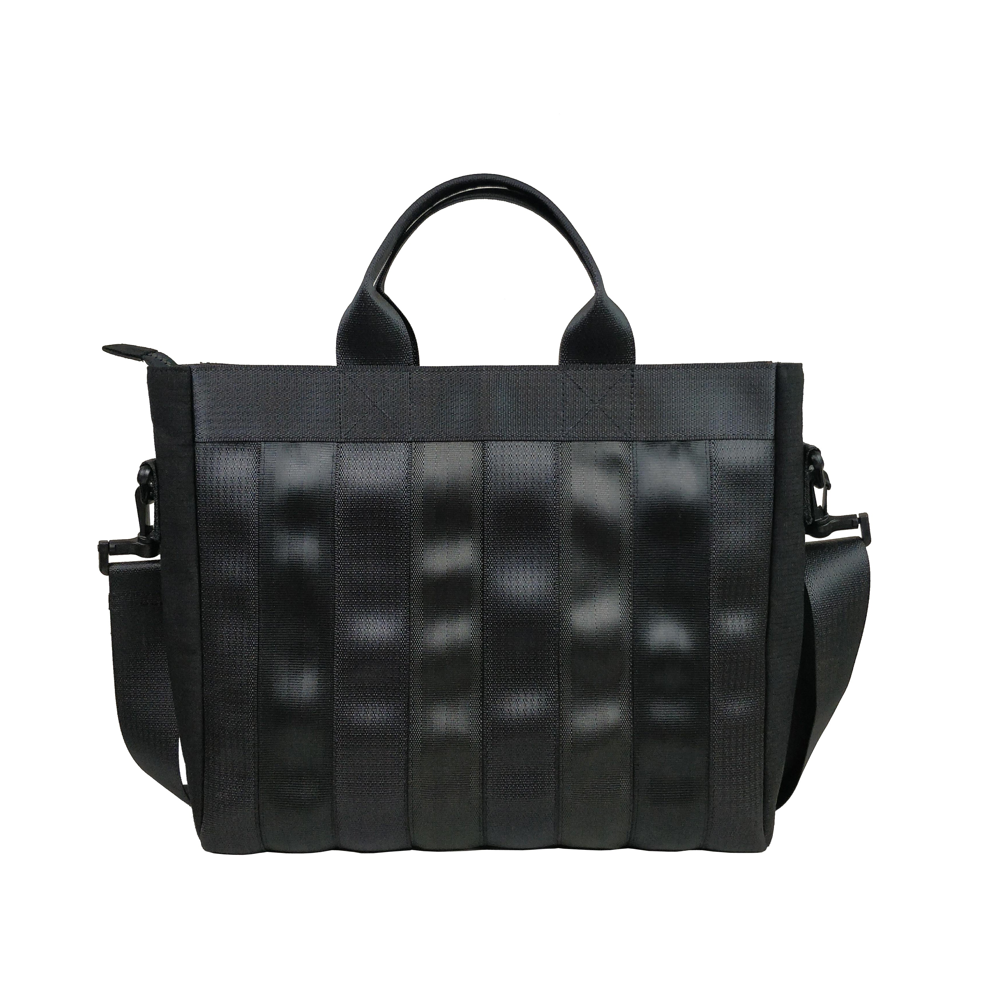 Noir Black Beauty Laptop Bag in Rescued Car Seat Belt