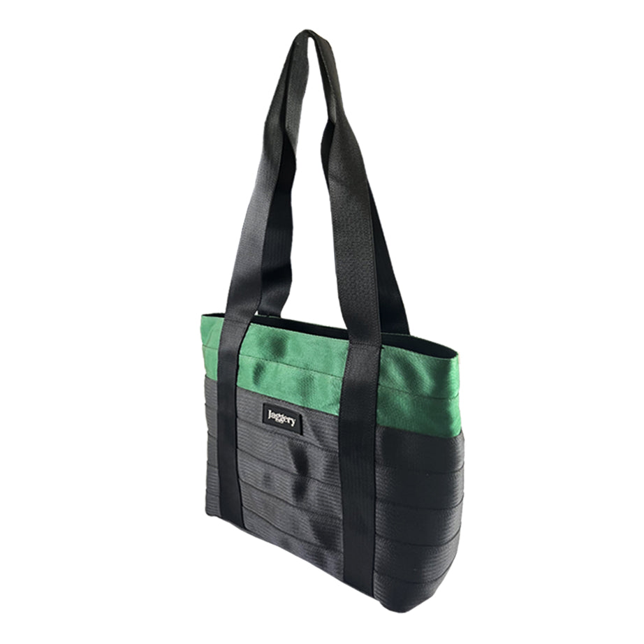 Surplus Green & Black Tote Bag in Cargo Belts and Car Seat Belts