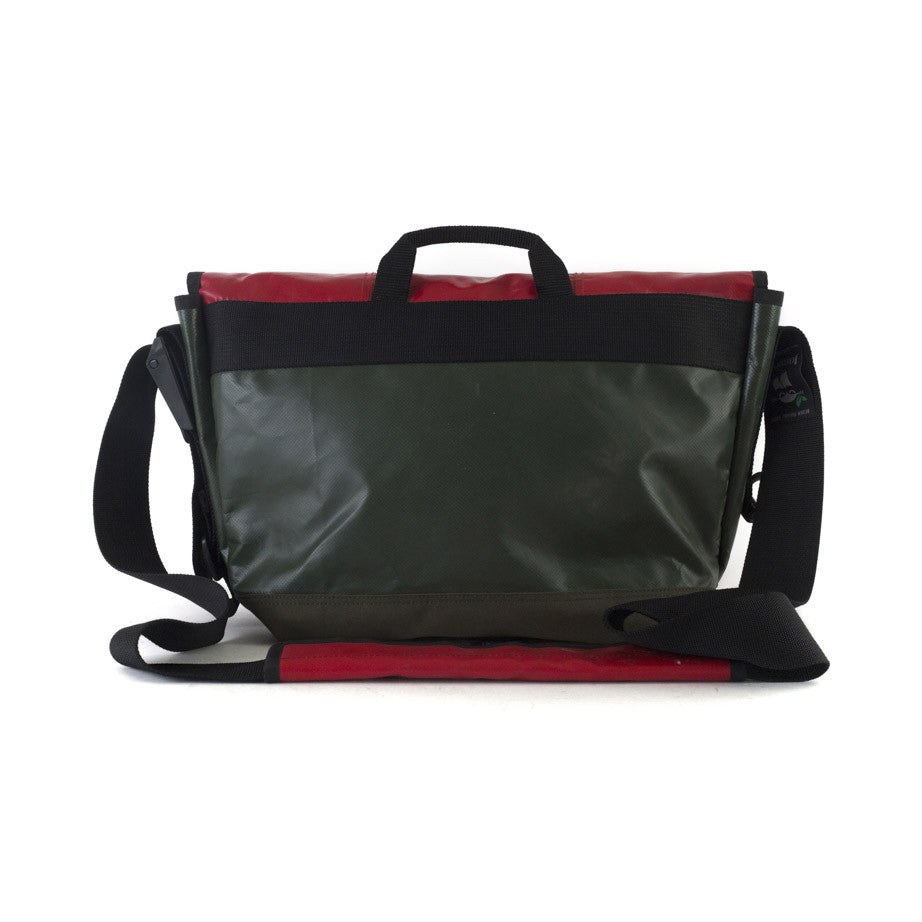 Doer's Messenger Bag in Red & Olive Green [15"compatible]