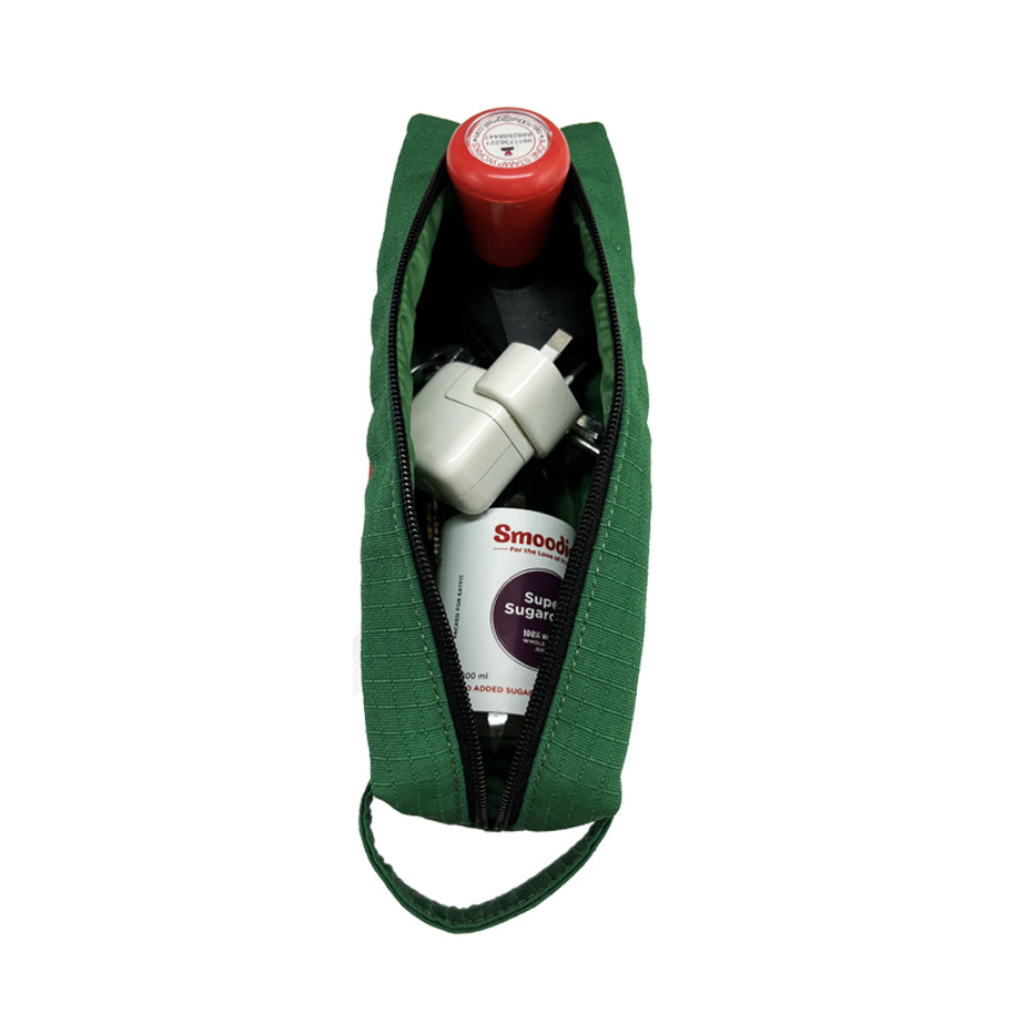 Travel Kit in Red and Green Decommissioned Cargo Belts (M)
