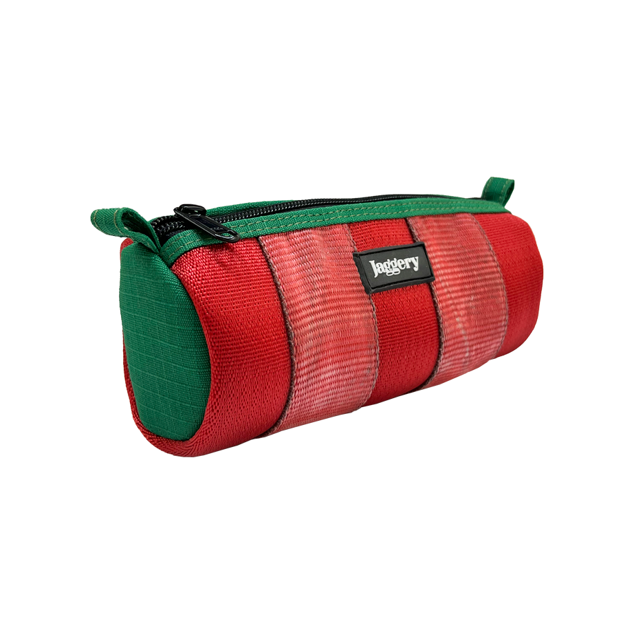 Portuguese Christmas Essentials Tube in Red and Green Decommissioned Cargo Belts