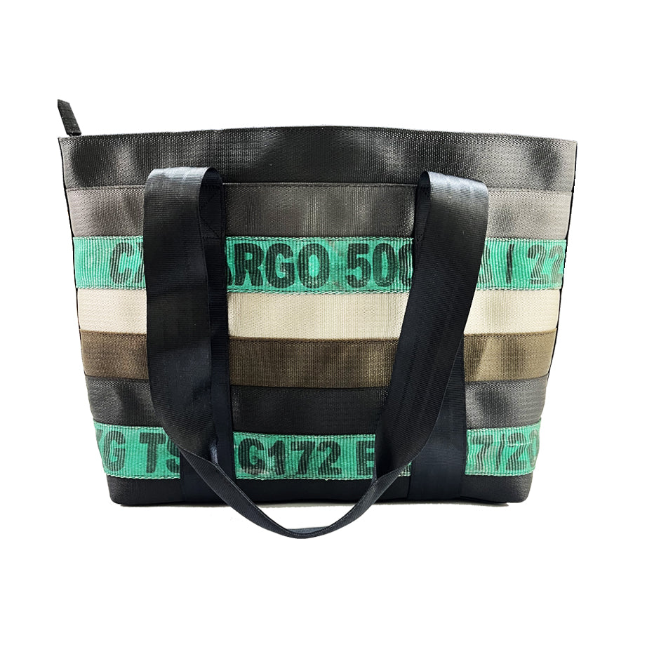 Heryana Surplus Tote in Green Ex-Cargo & Rescued Car Seat Belts