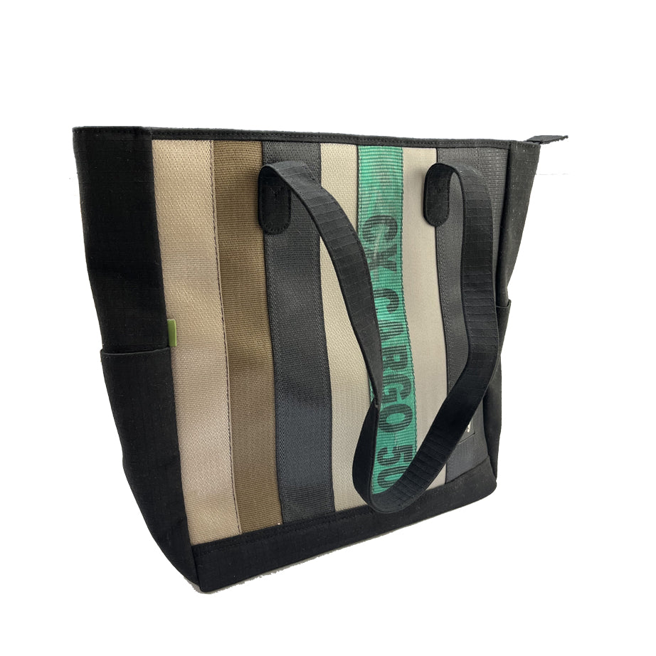 Heryana Marlini Tote in Green Ex-Cargo Belts & Rescued Car Seat Belts