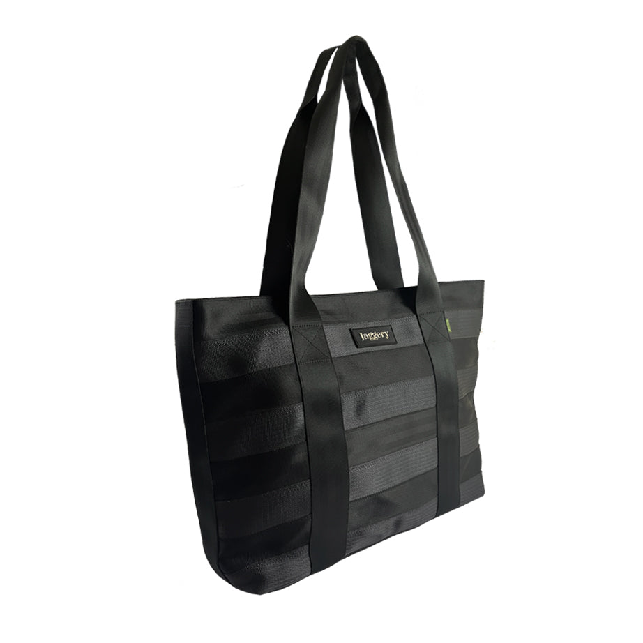 Noir Surplus Tote in Rescued Car Seat Belts