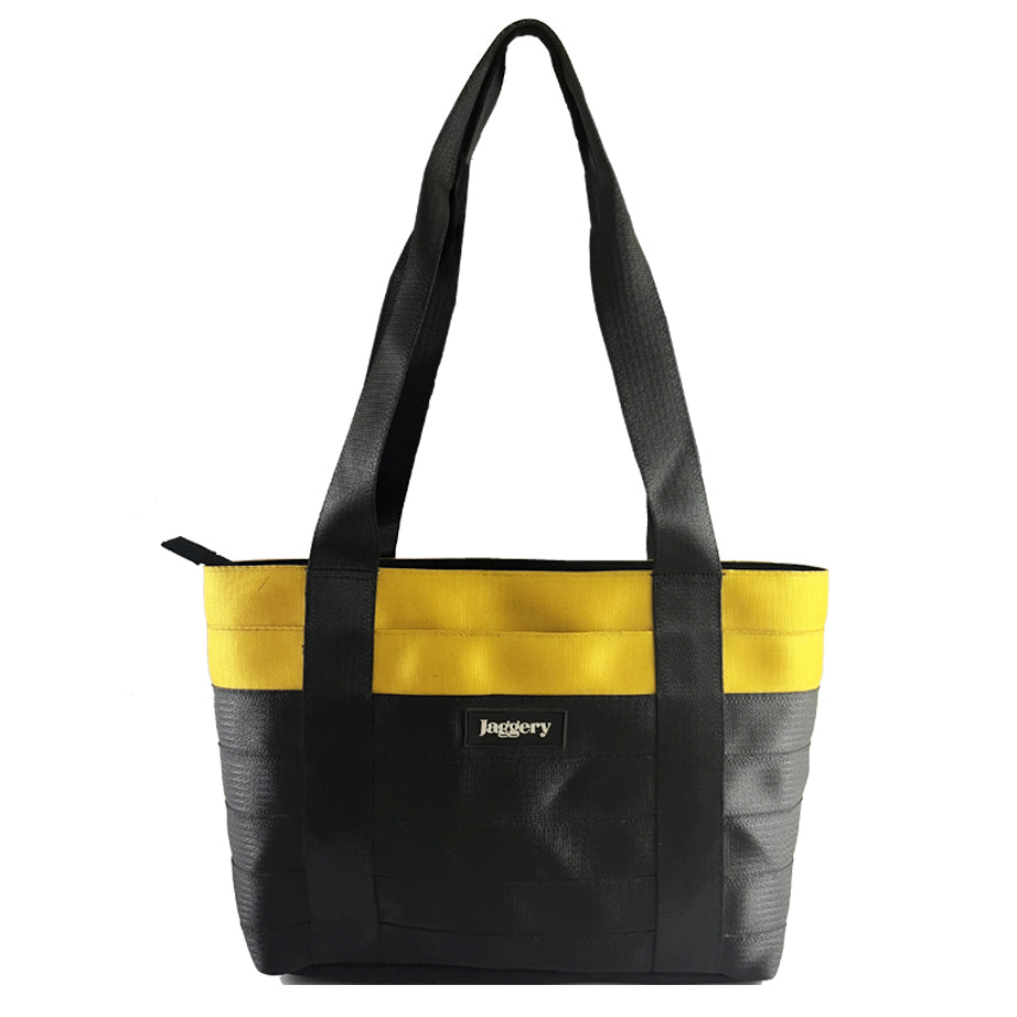 Surplus Yellow & Black Tote Bag in Cargo Belts and Car Seat Belts