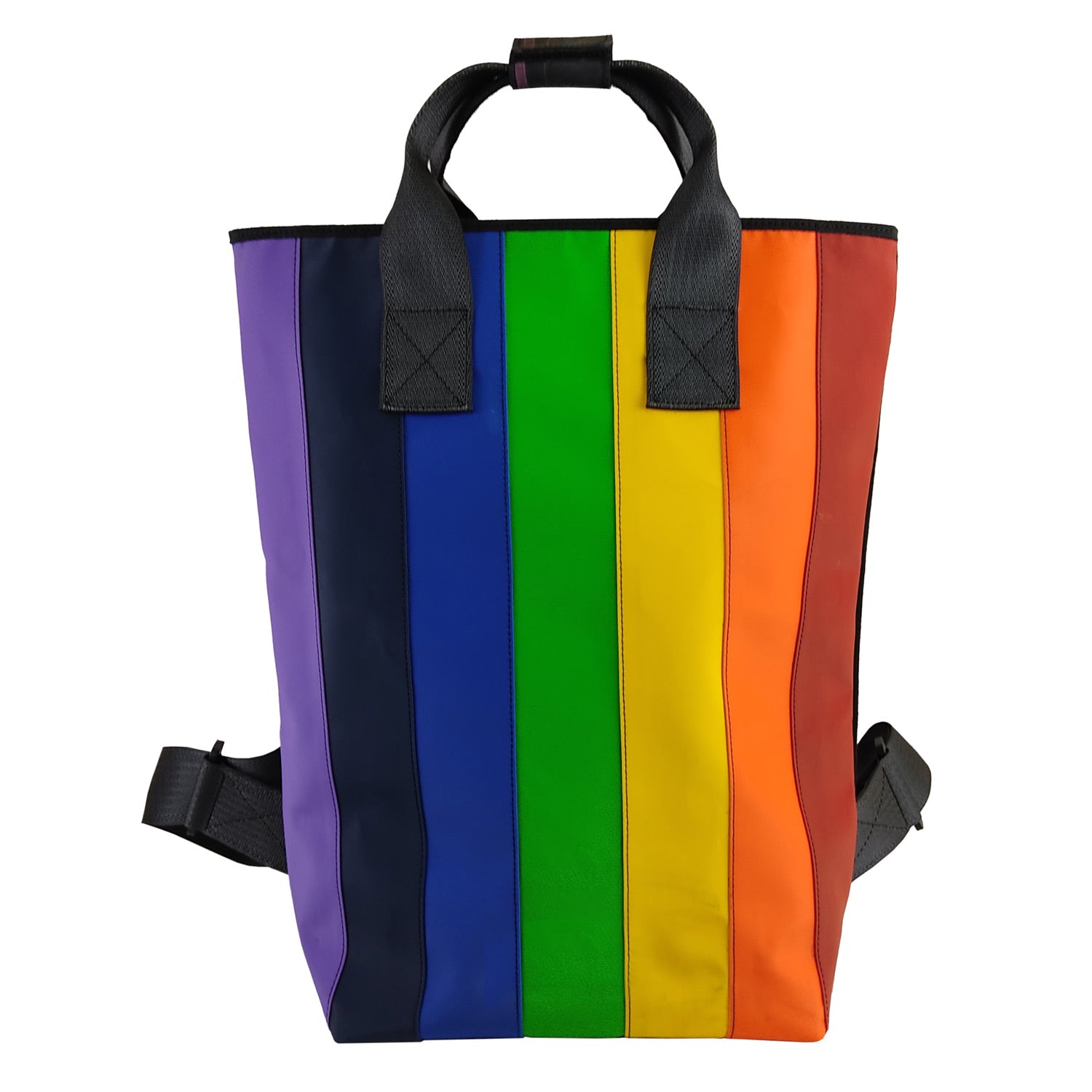 Pride Day Tripper Backpack 14" in Ex-Bouncy Castle and Rescued Car Seat Belts