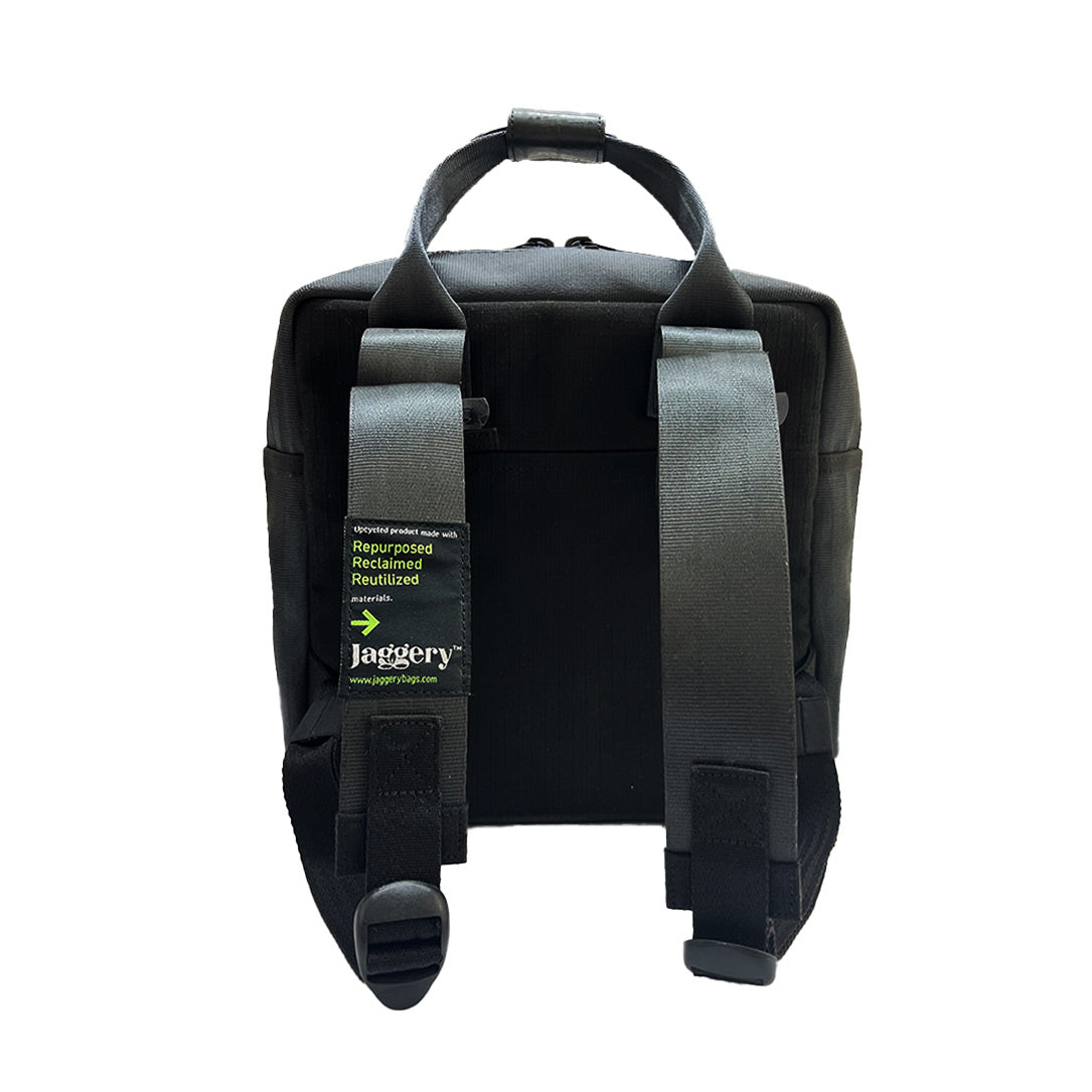 Noir Mini Co-founder's Satchel in Rescued Car Seat Belts [10" bag]