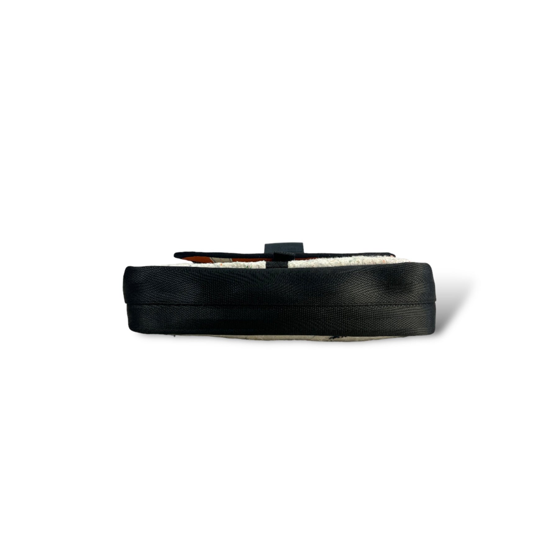 The Good Satchel in White Felt and Rescued Black Car Seat Belts [10" Cafe Bag]