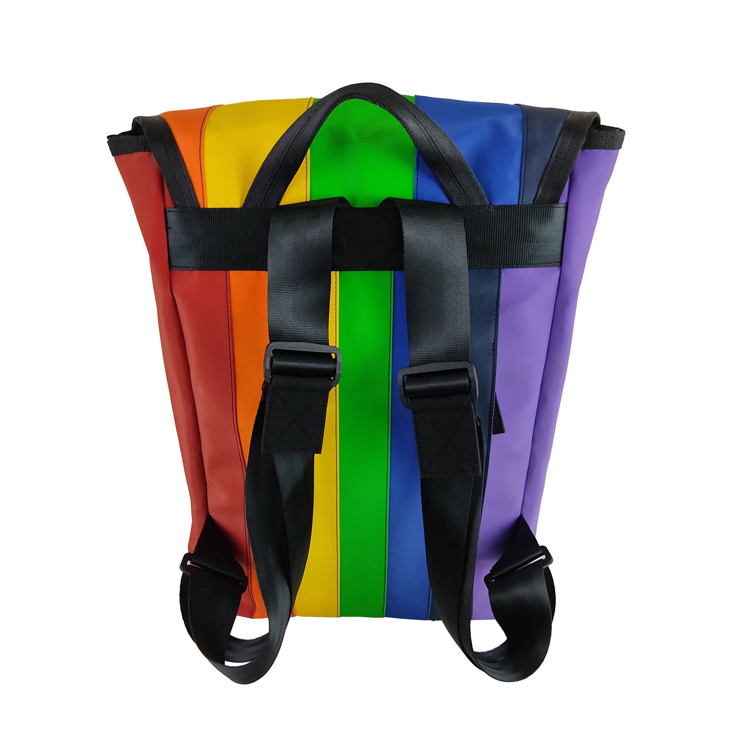 Pride Fausto Backpack in Ex-Bouncy Castle & Rescued Car Seat Belts [15" Laptop Bag]