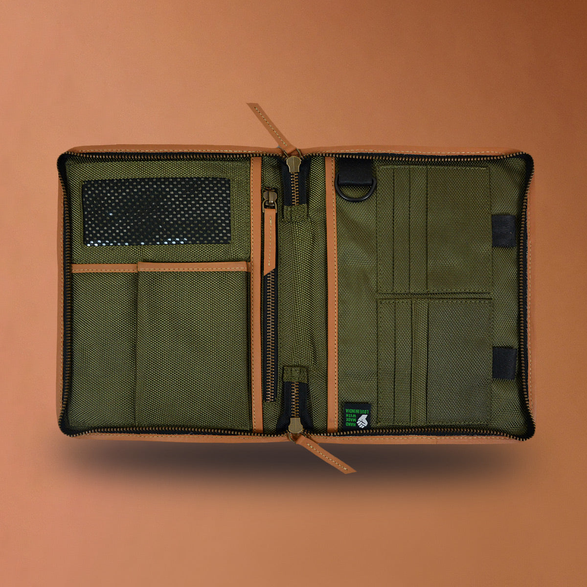 Punar Prayog A5 Organizer in Ex-Army Olive Green Canvas and Kantha [Moleskine Diary]