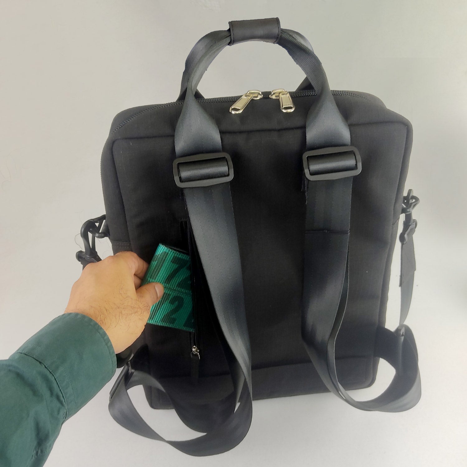 Museum of Fade Mote One Backpack in Ex-Cargo Belts and Rescued Car Seat Belts [15" Latop Bag]