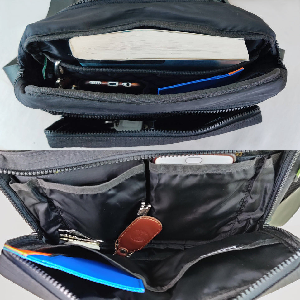Museum of Fade Mini Co-founder's Satchel in Ex-Cargo Belts & Rescued Car Seat Belts [10" bag]