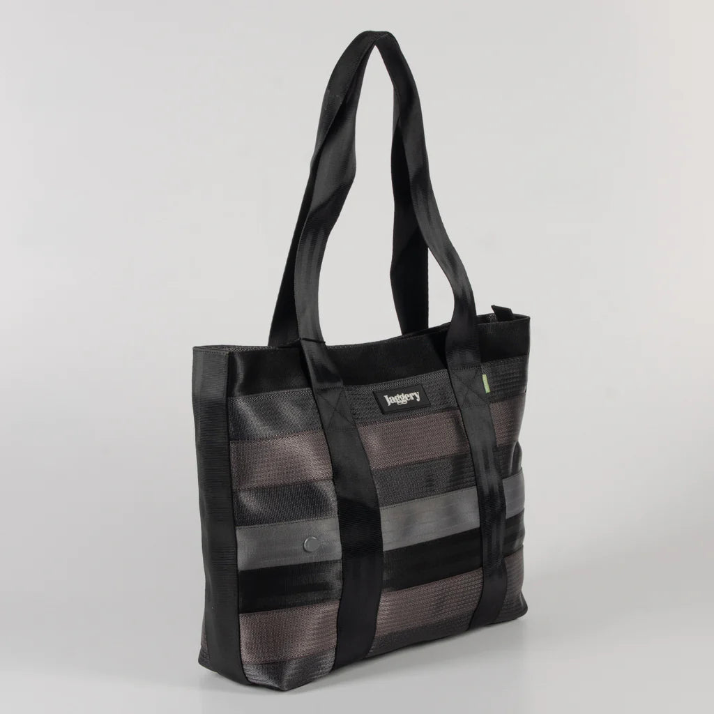 Noir Surplus Tote in Rescued Car Seat Belts