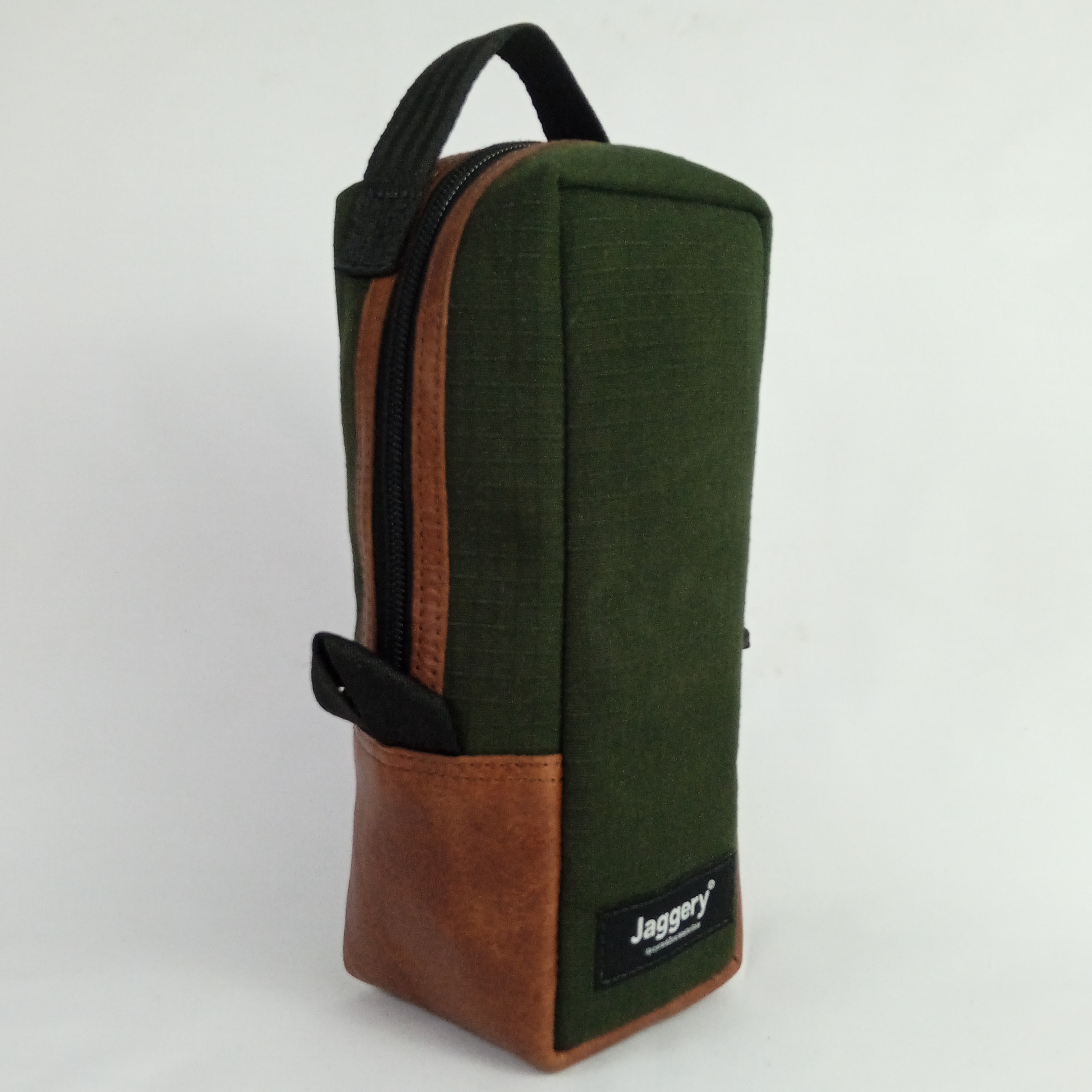 Outback and Beyond Vertical Dopp Kit in Olive Green & Brown Salvaged Nubuck