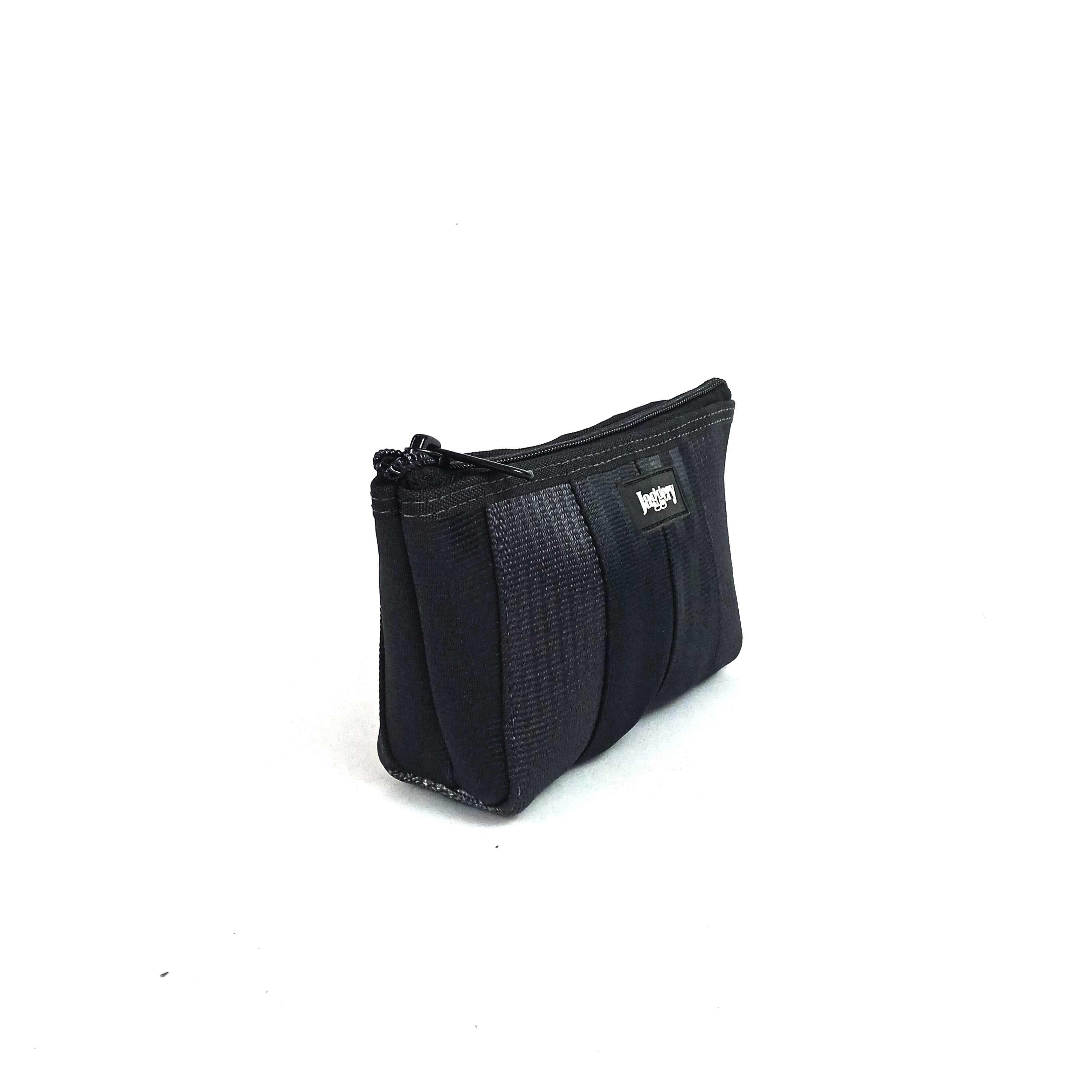 Noir Essentials Travel Pouch in Rescued Car Seat Belts