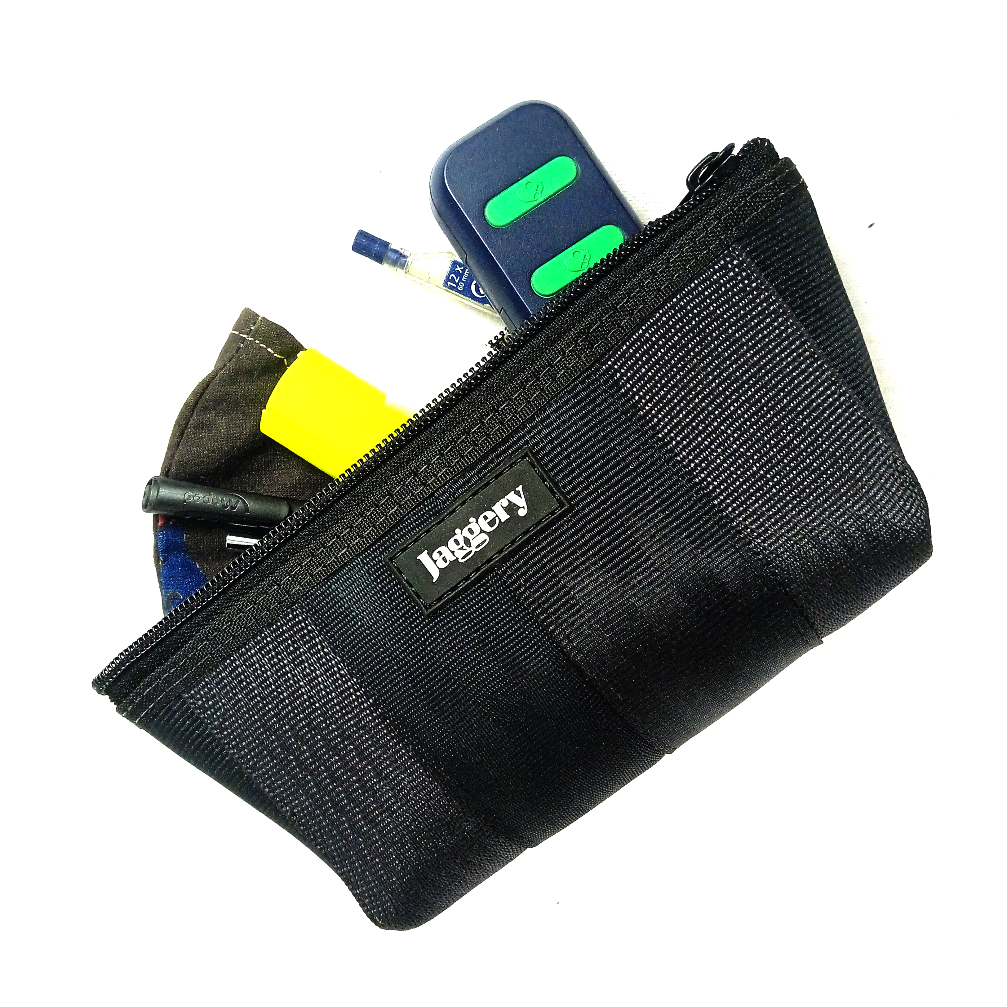 Noir Essentials Travel Pouch in Rescued Car Seat Belts