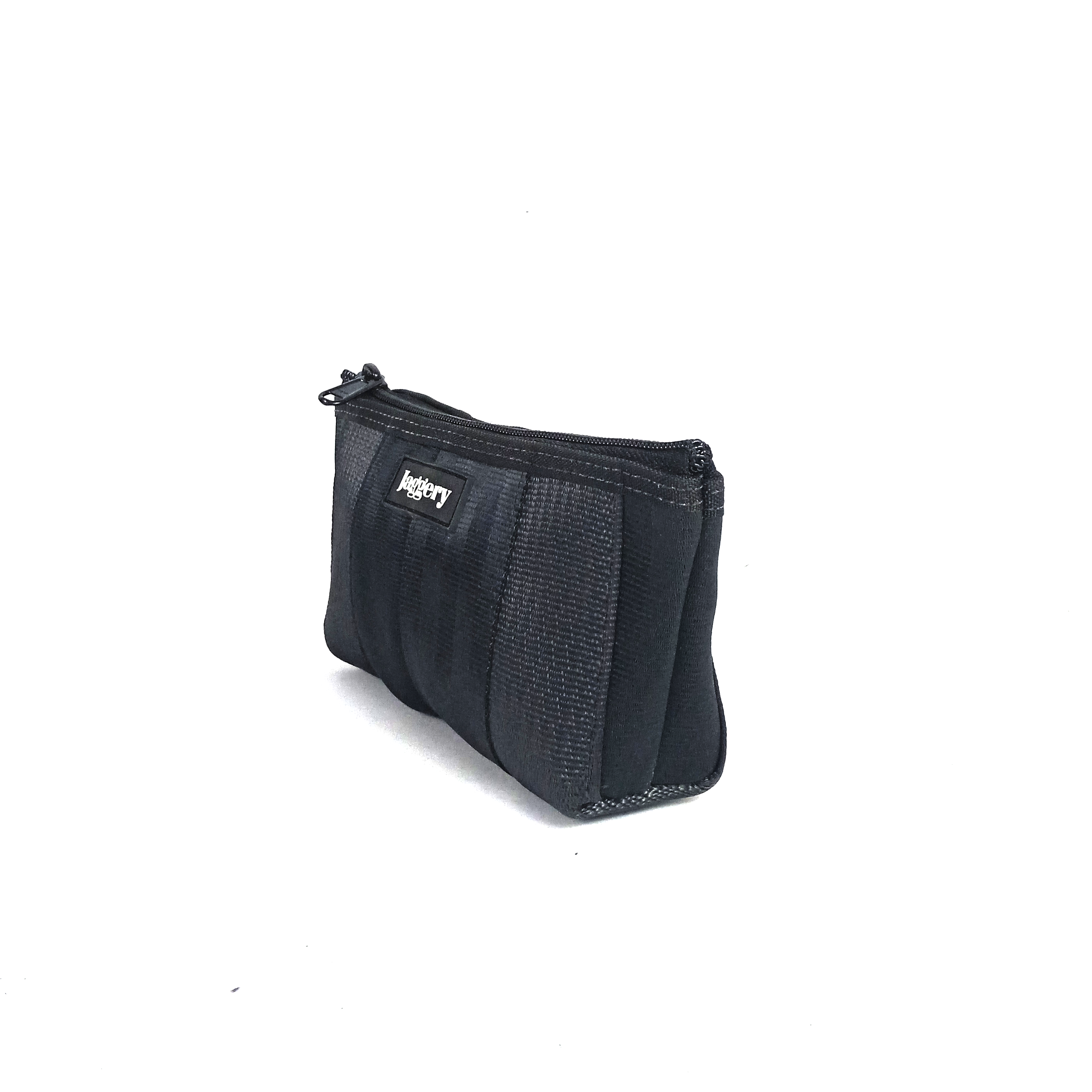 Noir Essentials Travel Pouch in Rescued Car Seat Belts