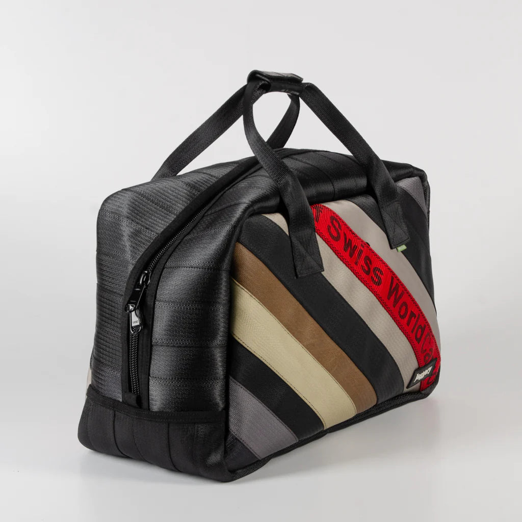 Museum of Fade Carry-On Buddy Duffle Bag in Ex-Bouncy Castle and Rescued Car Seat Belts