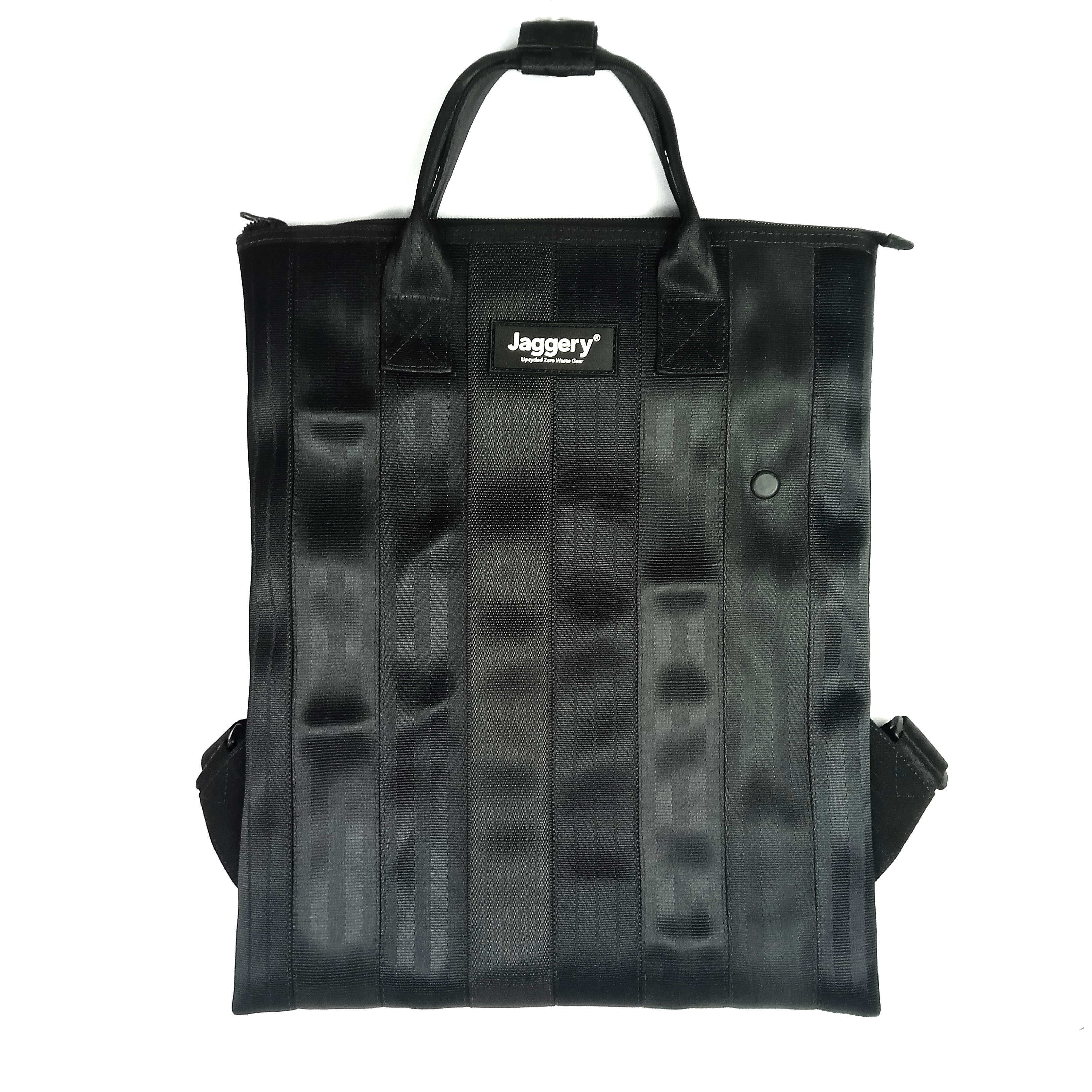 Noir Event Backpack in Rescued Car Seat Belts