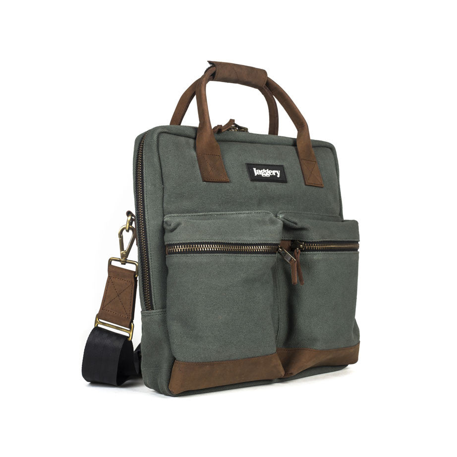 Outback and Beyond Pilot's Everyday Bag in Olive Green & Nubuck [13" Laptop Bag]