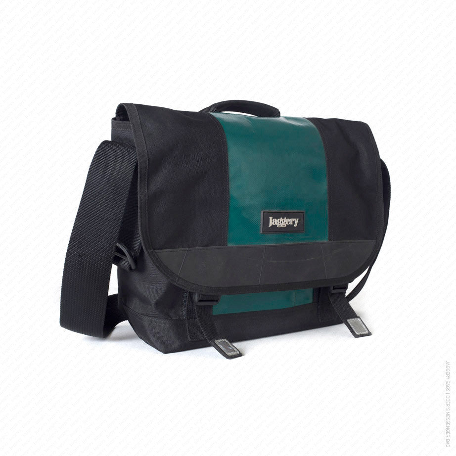 Doer's Messenger Bag in Black & Parrot Green [13" compatible]