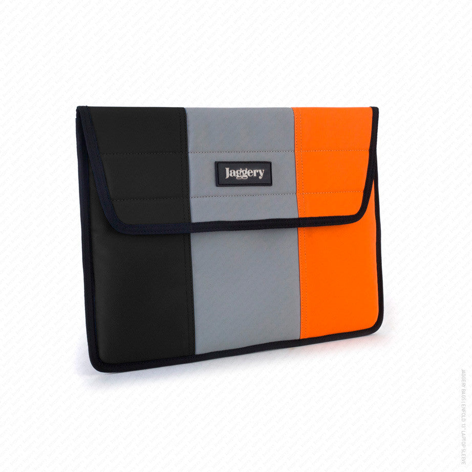 Enfold 13" Laptop Sleeve in Black, Grey and Orange