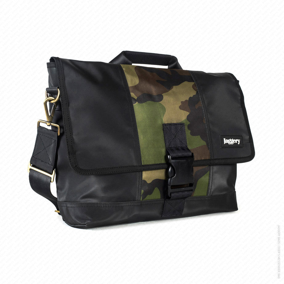 Schmick Messenger Bag in Black & Vintage Camo [15" laptop bag]