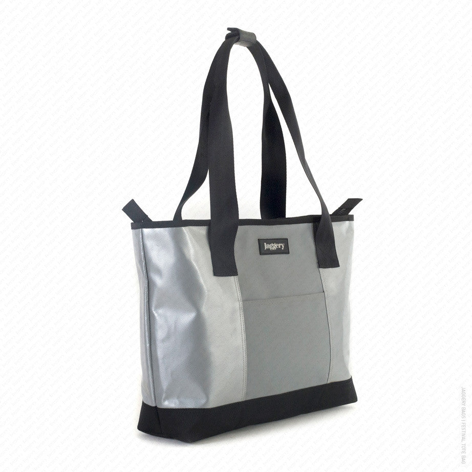 Festival Tote Bag in Silver & Grey [long handle]