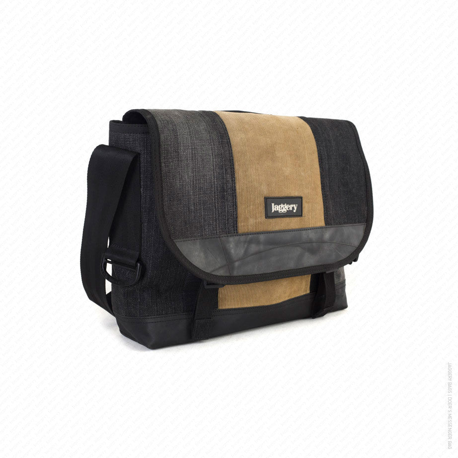 Doer's Messenger Bag in Grey Denim & Beige Corduroy [13" compatible]
