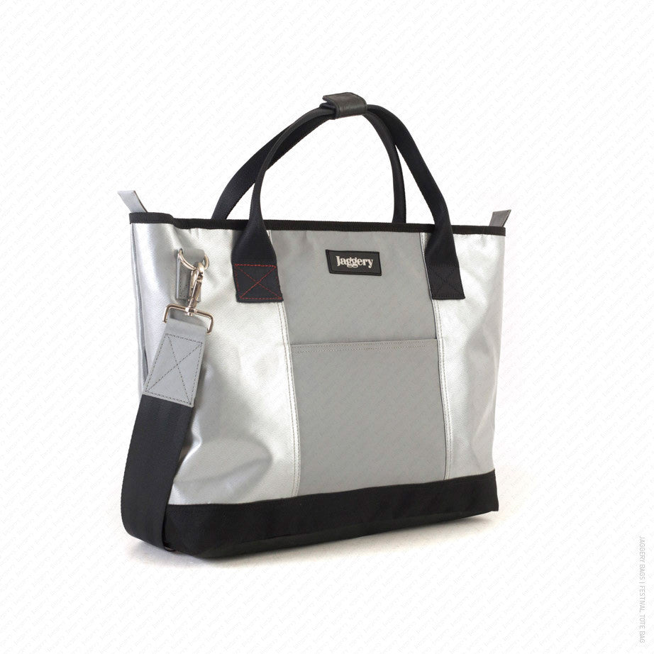 Festival Tote Bag in Silver & Grey [short handle]