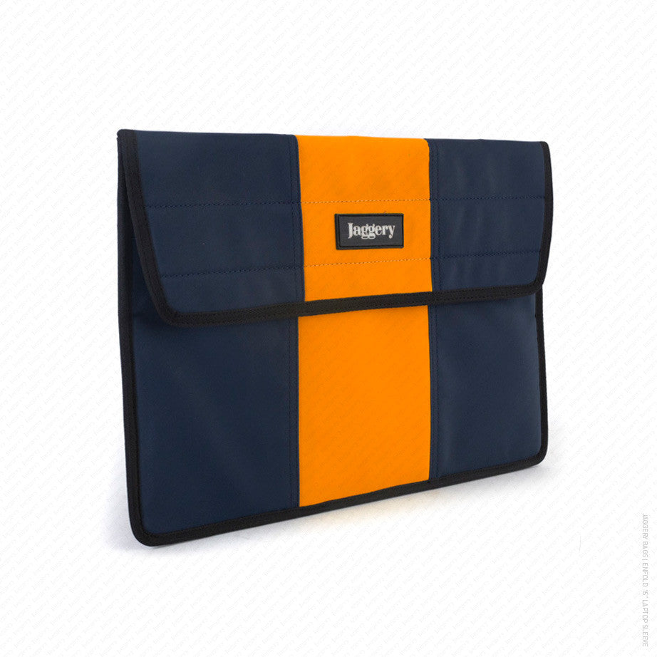 Enfold 15" Laptop Sleeve in Dark Blue and Orange