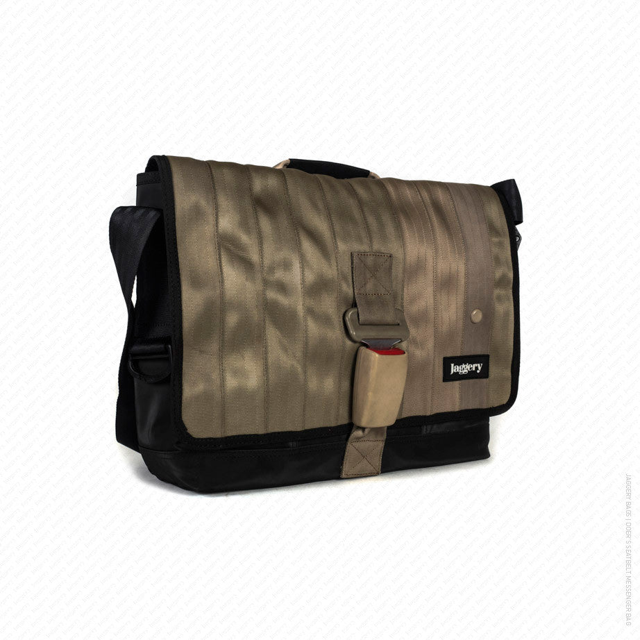 Doer's Messenger Bag in Golden Seat Belt & Black Body [15" laptop bag]