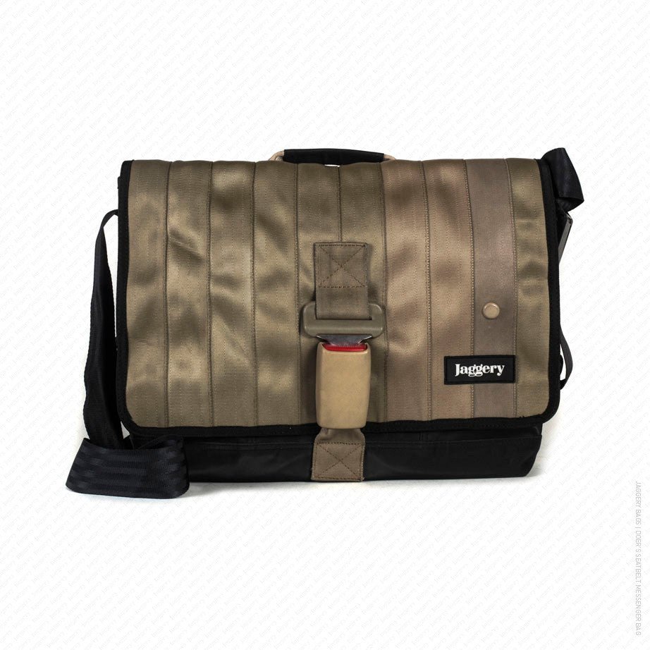 Doer's Messenger Bag in Golden Seat Belt & Black Body [15" laptop bag]