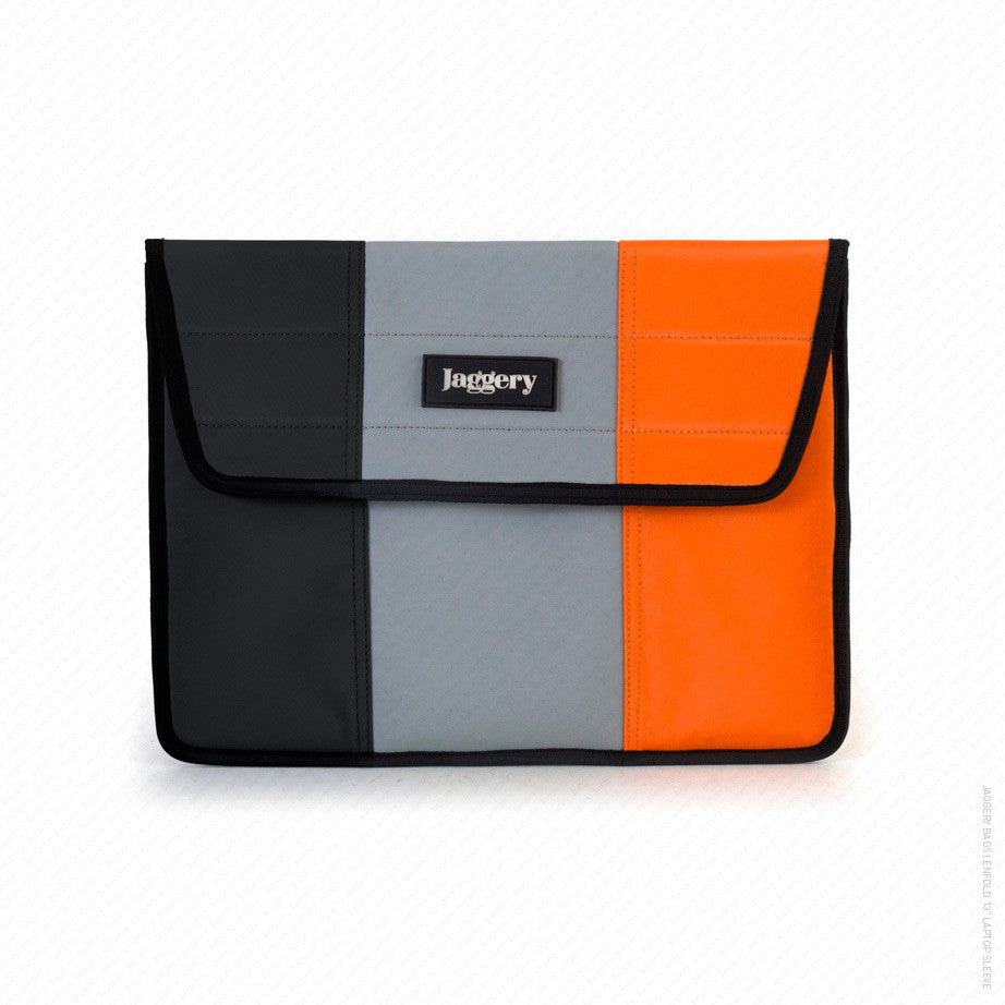 Enfold 13" Laptop Sleeve in Black, Grey and Orange