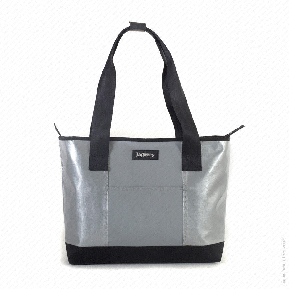 Festival Tote Bag in Silver & Grey [long handle]