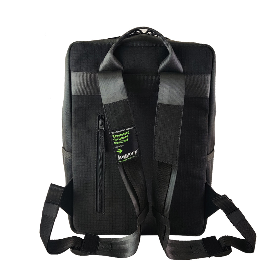 Noir Front Pack in Rescued Car Seat Belts [15" laptop bag]